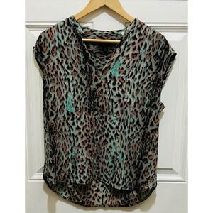 J. Crew Leopard Print Sleeveless V Neck Blouse Top Women's‎ Size S